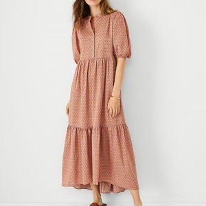 Ann Taylor Paisley Puff Sleeve Shirtdress